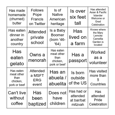 Diversity & Inclusion Bingo Card