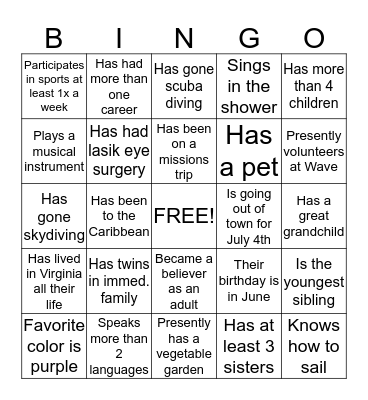 Caleb Generation Bingo Game Bingo Card