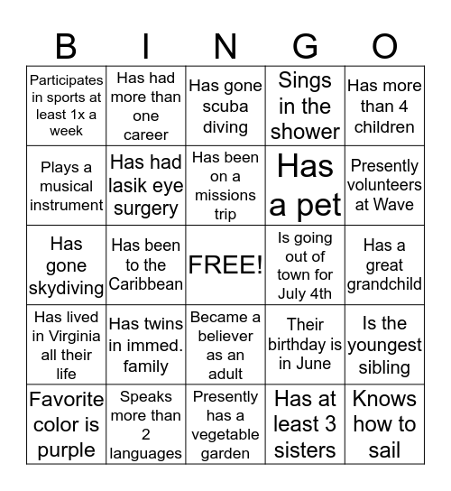 Caleb Generation Bingo Game Bingo Card