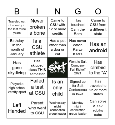 Salt CSU Bingo Card