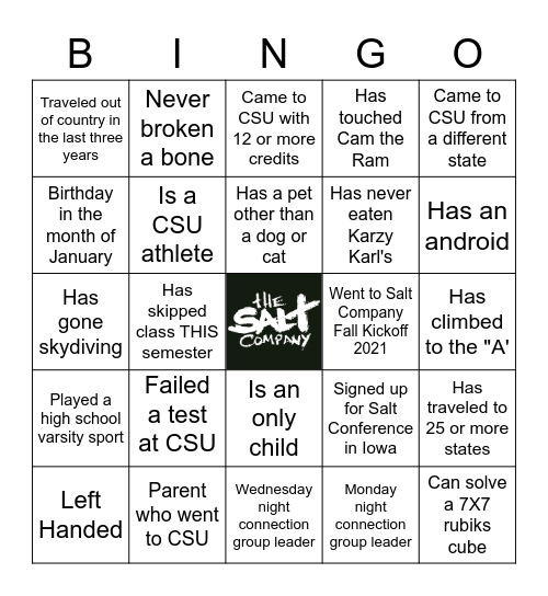 Salt CSU Bingo Card
