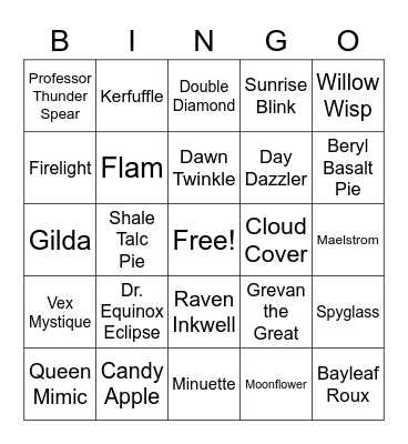 Friendship Eternal Bingo Card