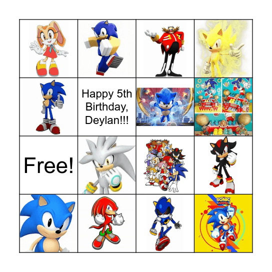 Sonic the Hedgehog Bingo Card