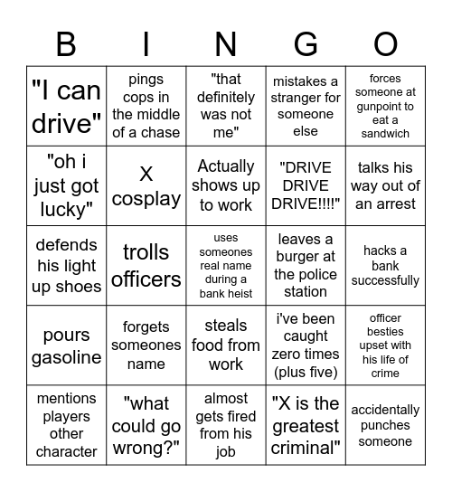 Yuno Bingo Card