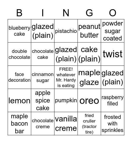 Doughnut Bingo Card