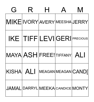 GRAHAM FAMILY Bingo Card