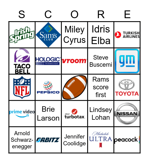 SUPER BOWL LVI Bingo Card