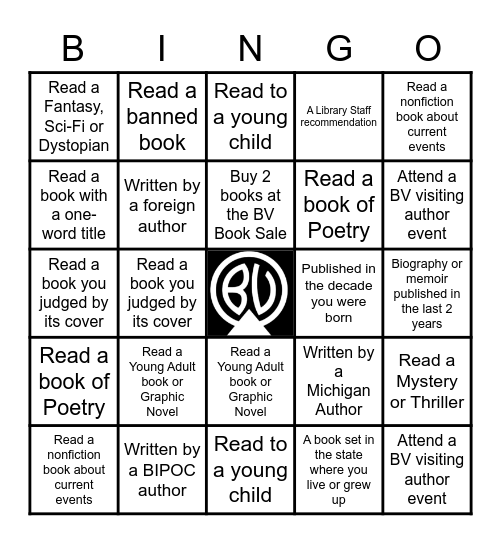 Bay View Library Adult Summer Reading 2022 Bingo Card