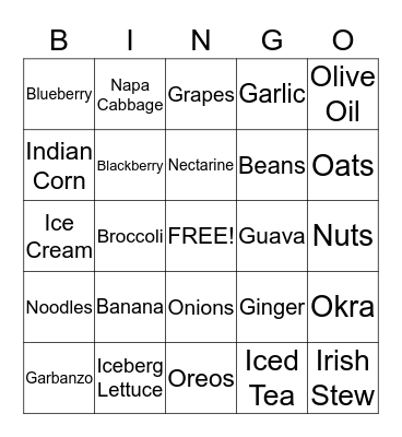 Foodie Fest Bingo Card