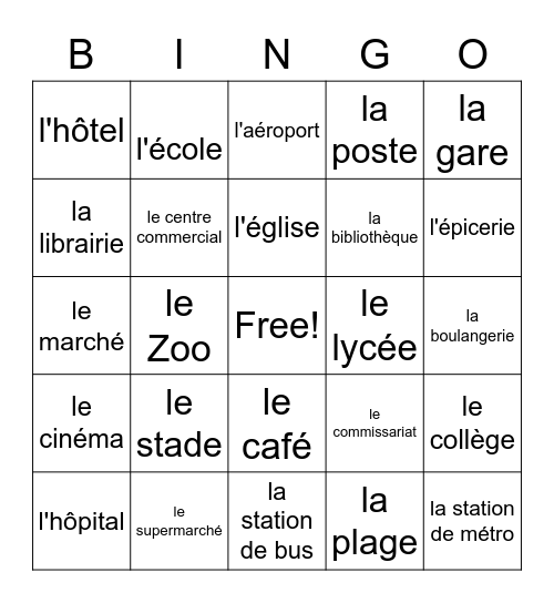 La ville Bingo Card