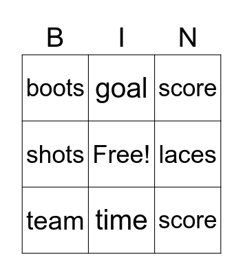 Name Identification Bingo Card
