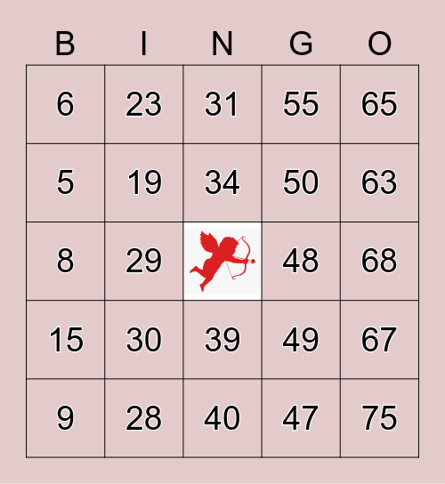 Cupid Bingo <3 Bingo Card
