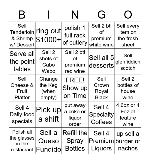 Server Bingo Card