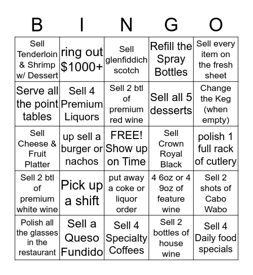 Server Bingo Card