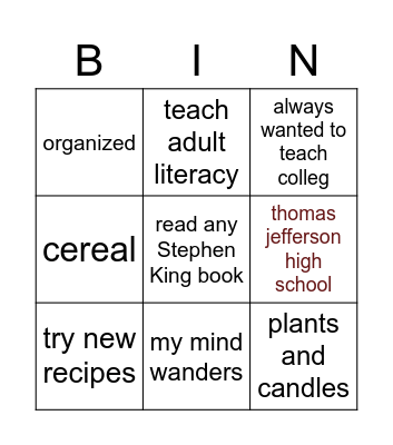 Renee Regna Bingo Card
