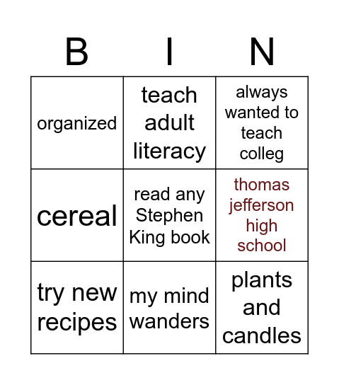 Renee Regna Bingo Card