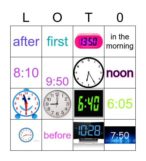 La Hora/L'Heure Bingo Card