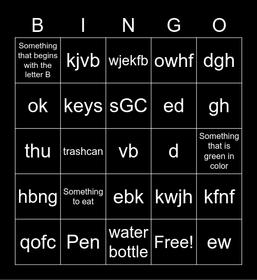 I SPY BINGO Card