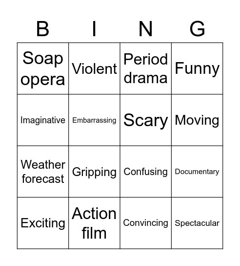 10 класс Bingo Card