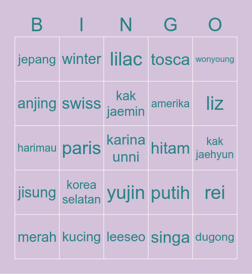 bingo with Babang Bingo Card