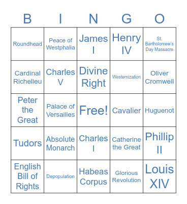 Absolutism Bingo Card