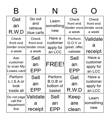 LOWE'S  Bingo Card