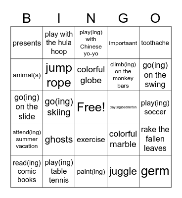 never like(s) / always like(s) Bingo Card