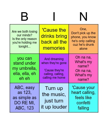 MUSIC BINGO! Bingo Card