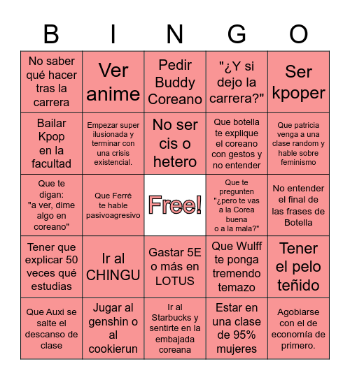 GEAO UMA STUDENT Bingo Card