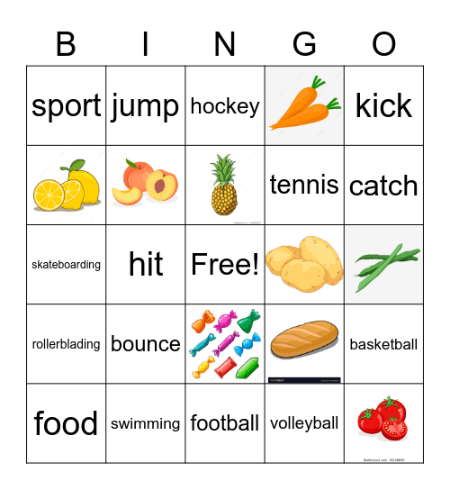 Food and sport Bingo Card