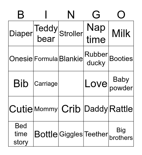 Baby bingo Card