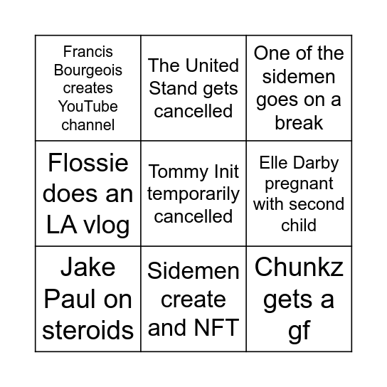 2022 Bingo Card