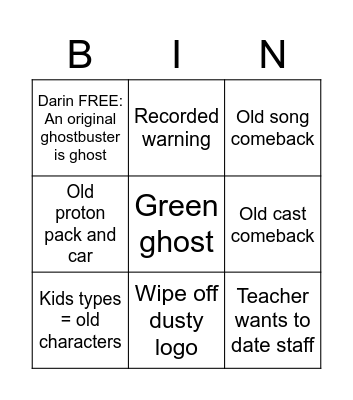 Scratchoff: An original ghostbuster is a ghost Bingo Card