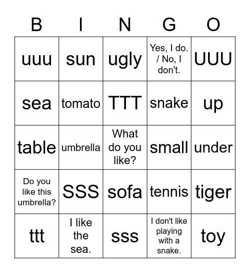 Starter B STU Revision Bingo Card