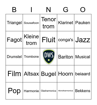 DWS Muziek Bingo Card