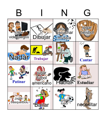Part 2 -AR verbs Bingo Card
