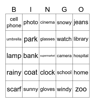 Dino English 2A Review 1-8 Bingo Card