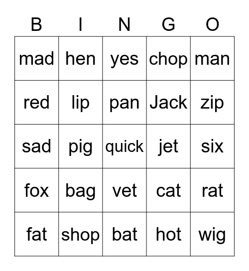 Dino Phonics Review 1 Bingo Card