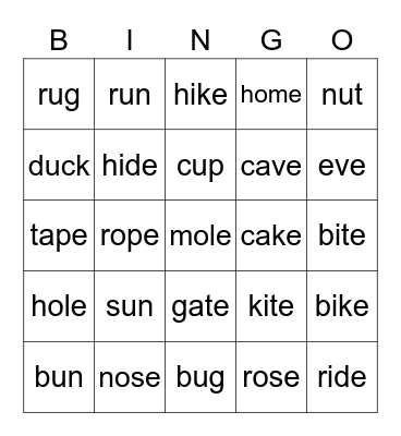 Dino Phonics Review 2 Bingo Card