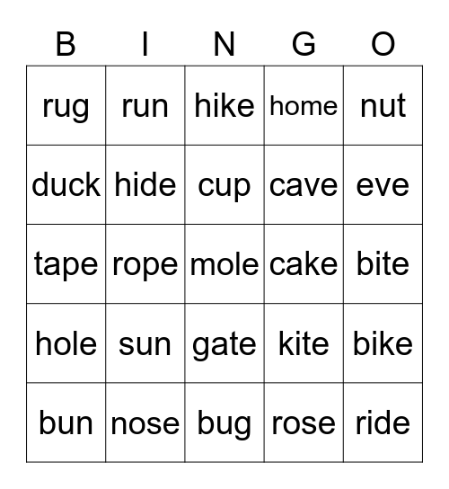Dino Phonics Review 2 Bingo Card