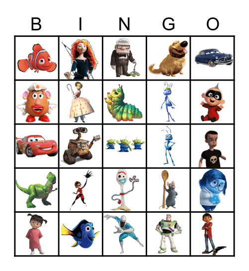 Pixar Bingo Card