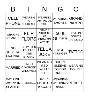 4TH OF JULY BINGO Card