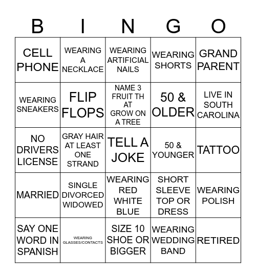 4TH OF JULY BINGO Card