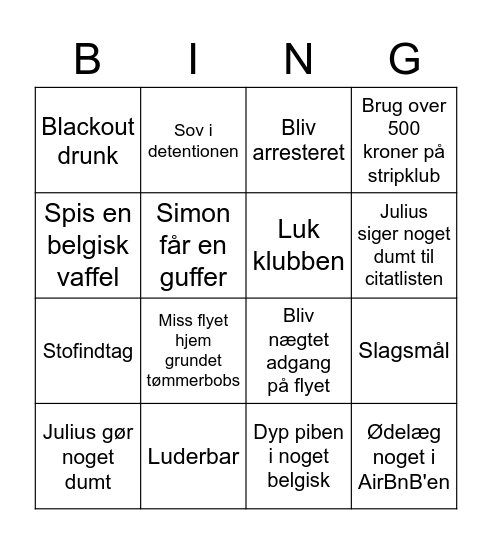 Bruxelles Bingo Card
