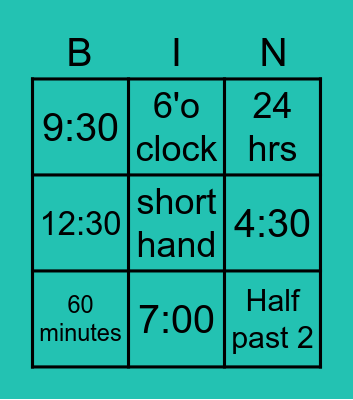 BINGO TIME Bingo Card