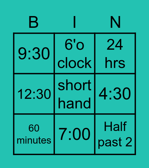 BINGO TIME Bingo Card