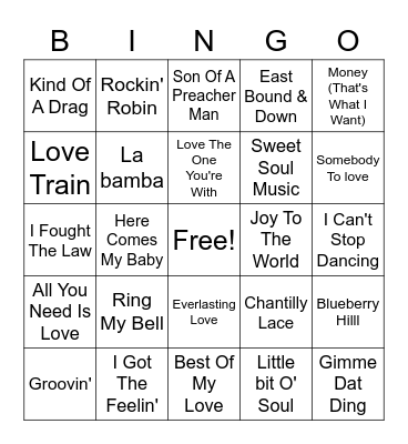 Oldies Beef's Bingo Card