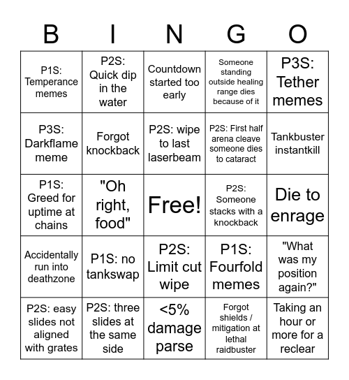 FFXIV Pandaemonium bingo Card