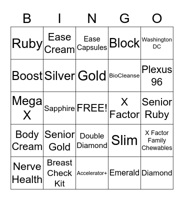 Plexus Ambassador Bingo Card