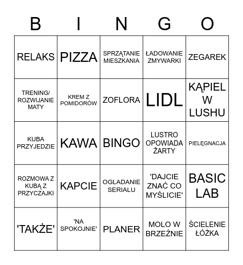 ALISS BINGO Card